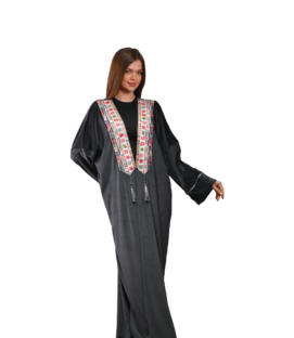 Black Kaftan with Indian Brocade Embroidery