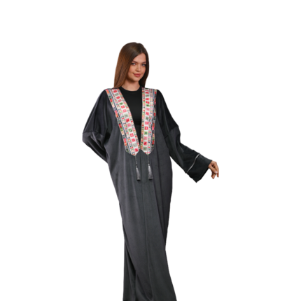 Black Kaftan with Indian Brocade Embroidery