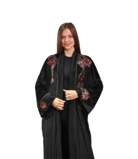 Elegant Black Kaftan with Hand Embroidery