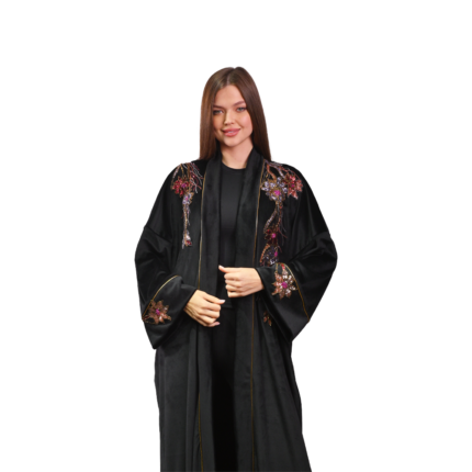 Elegant Black Kaftan with Hand Embroidery