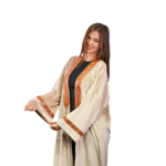 Beige Kaftan with Traditional Design Embroidery