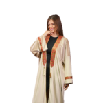 Beige Kaftan with Traditional Design Embroidery