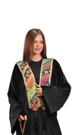 Embroidered Black and green Velvet Indian Brocade Kaftan Free Size - Image 5