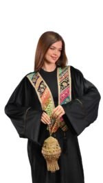 Embroidered Black and green Velvet Indian Brocade Kaftan Free Size - Image 2