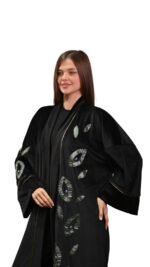 Embroidered Black Velvet Kaftan Free Size - Image 2