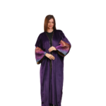 Purple Velvet Kaftan with Shiny Jacquard Sleeves