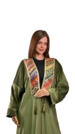 Olive Velvet Indian Brocade Kaftan Free Size