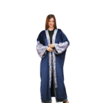 Navy Jacquard Embroidered Velvet Kaftan
