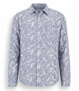 Men’s Leaf Print Casual Shirt – Modern Patterned Long Sleeve Style