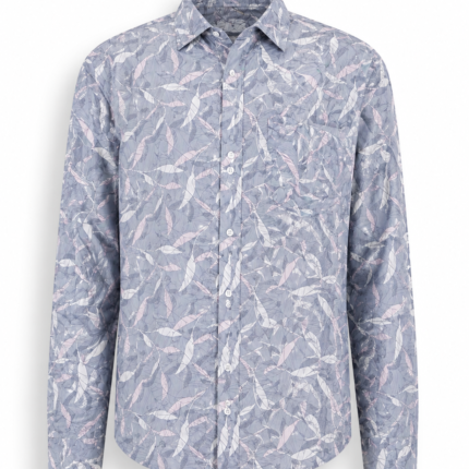 Men’s Leaf Print Casual Shirt – Modern Patterned Long Sleeve Style