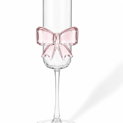 Luxury Heat-Resistant Glass Cup with Elegant Pink Bow Design