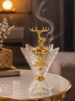 Acrylic Incense Burner with Golden Deer Design – Luxury Bakhoor Burner - Image 2