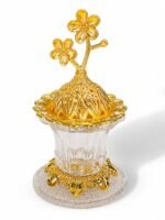 Glass Incense Burner with Glass Base & Ornate Golden Lid – Luxury Bakhoor Burner - Image 2