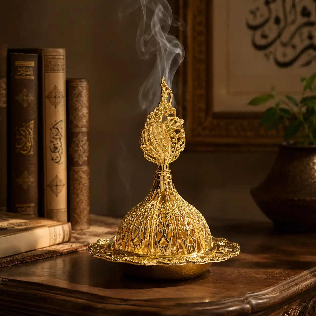 مبخرة طبق ذهبي Golden Incense Burner Plate 36 le(4) Golden Incense Burner Plate - Image 1