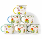Porcelain Floral Mug with Colorful Flower Design