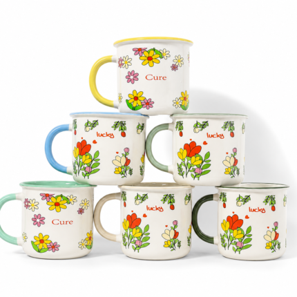 Porcelain Floral Mug with Colorful Flower Design