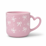 Bow Porcelain Mug with Heart Handle - Image 2