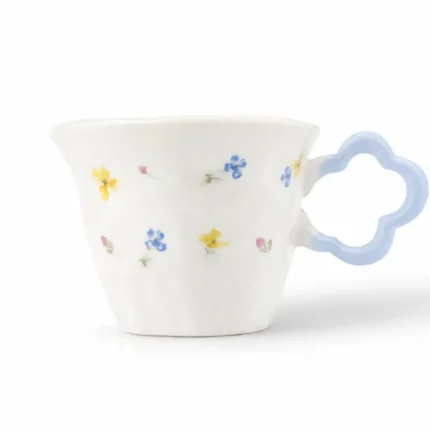 Floral Porcelain Mug with Star Handle