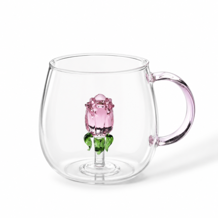 Rose HeatResistant Glass Mug Capacity 400 ml
