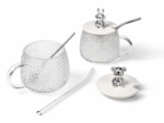 Embossed Glass Mug with Bear Lid With Spoon