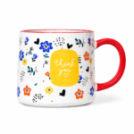 Ceramic Floral Mug with Red Handle - Image 3