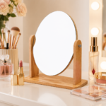 Wooden Round Makeup Mirror