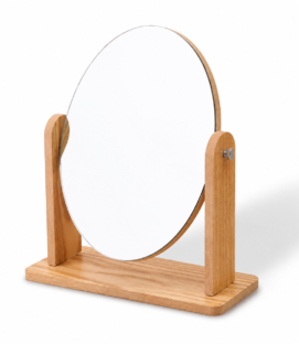 Wooden Round Makeup Mirror