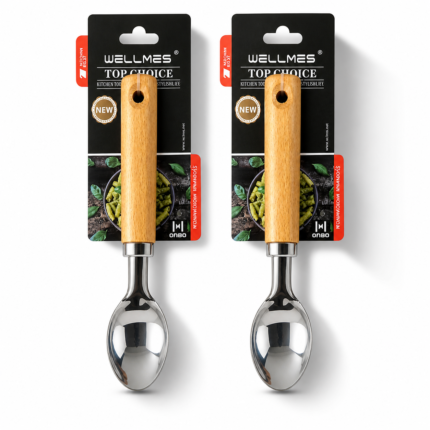 Stainless Steel Ice Cream Scoop with Wooden Handle