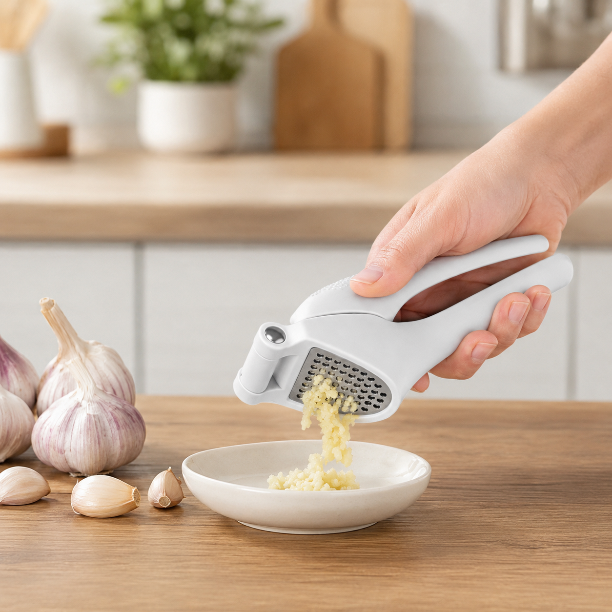 هراسة ثوم ستيل ضد الصدأ – 90 جنيه Garlic Press Stainless Steel Rust Resistant – 90 LE Stainless Steel Garlic Press – Rust Resistant Manual Garlic Crusher - Image 1