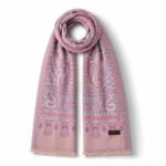 White Pink Scarf with Classic Paisley Patterns - Image 4
