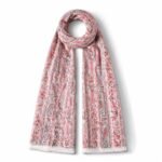 White Pink Scarf with Classic Paisley Patterns