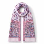 White Pink Scarf with Classic Paisley Patterns - Image 3