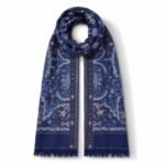 Navy Scarf with Turquoise Traditional Patterns - Image 2
